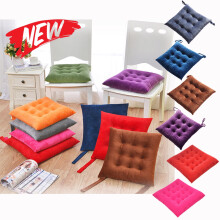 Square seat cushion with ties, non-slip, soft solid color—compatible with kitchen, dining, office, patio chairs.
