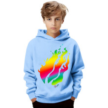 YUEHUA Kids Preston Playz Flame Hoodie Lightweight Pullover Sweatshirt with Fire Print for Boys and Girls Casual Wear