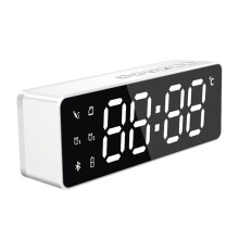 Digital Alarm Clock Wireless Living Room FM Radio LED Backlight Mirror Type Bluetooth Speaker USB Charging Mini Multifunctional,Stereo Loud Volume