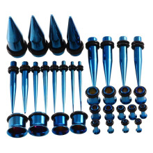 36 Pieces Ear Gauges Stretching Kit Taper 14G-00G Expanders Piercings AU Dark Blue