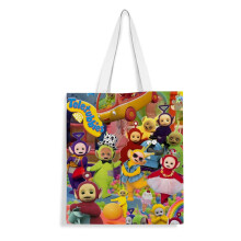 Teletubbies Canvas Tote Bag – Reusable Women’s Shopping Bag with Inner Zipper, 13.8x15.8" (35x40cm)
