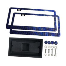 License Plate Frame for Women with Rhinestones Blue 2 pcs