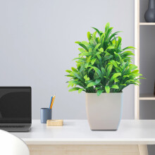 Faux Mini Potted Plants – Artificial Greenery Arrangement for Rustic Farmhouse Indoor Decor, Compatible with Table, Mantel, Shelf, Kitchen & Office