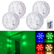 4-Pack Waterproof Wireless Bathroom Lights for Vanity/Spa, Battery-Powered LED Mirror Lights with Remote & RGB Color Changing, Compatible with AAA