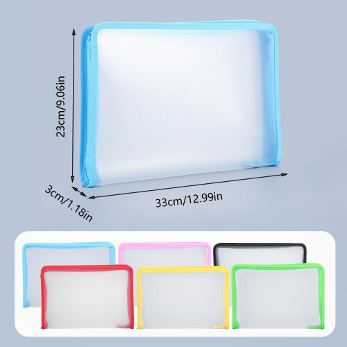 Zipper File Bag Plastic Document Holder for Office School 2