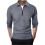 Men's Long Sleeve Quarter-Zip Polo Shirt Solid Ribbed Edge 1