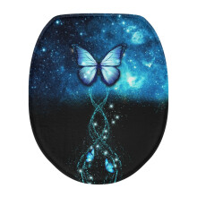 Blue Butterfly Galaxy Toilet Lid Cover, Elastic Universal Fit for Elongated Seats