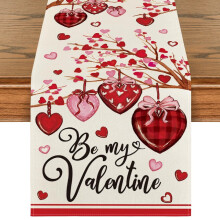 Valentine's Day Table Runner, 13x72 Inch Super Soft Be My Valentine Decor for Dining Table & Home Party