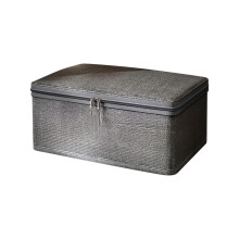 1 Pc Foldable Zipper Storage Bin, Washable Cotton-Linen Clothes Organizer Container, Compatible with Closet Shelves