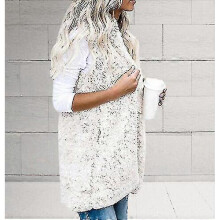 (S, White) Womens Ladies Fleece Fur Vest Waistcoat Gilet Sleeveless Coat