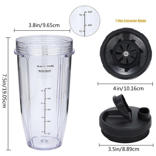 Blender Replacement Cup with 7-Fin Blade 24 oz 2