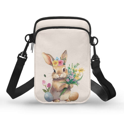 Leakproof Crossbody Sling Bags Polyester, Unique Gift Women Messenger Bag, Rabbit Easter Egg Pattern