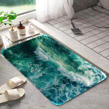 Beach waves 1029 Non-Slip Memory Foam Bath Rug: Absorbent, Quick-Dry, Machine Washable, Soft & Comfortable - S