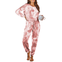 Pajamas for Women Set Summer Womens Summer Loungewear: Tie-Dye Print, Long-Sleeve, Two-Piece Pajama Set Womens Pajama Sets