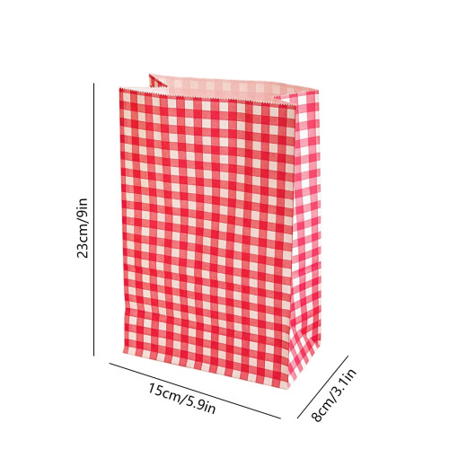 Karierte Geschenktüte aus Kraftpapier, rot, klein 2