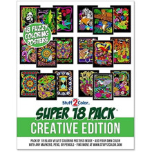18 Fuzzy Velvet Coloring Posters (Creative Edition) – For Family, Travel, Classrooms & Care Facilities – All Ages Compatible