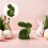 Flocked Easter Bunny Rabbit Statue Green Moss Figurine Decorative Tabletop Accent 1