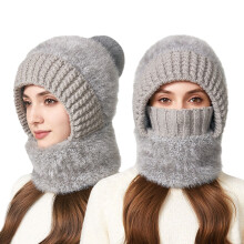 Women's Bomber Hats Womens Mens Autumn Winter Scarf Hat Polyester Cotton Knit Hat,Gray Women's Accessories Bomber Hats
