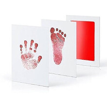 (1 Red) 2 Set Handprint Footprints Ink Pads Safe No-touch Skin Inkless Pet Cat Dog Paw Prints S