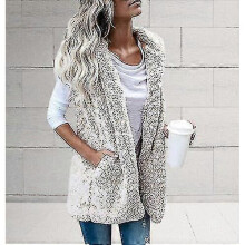 (M, RiceWhite) Womens Ladies Fleece Fur Vest Waistcoat Gilet Sleeveless Coat