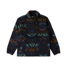 (XS, Navy) Billabong Kids Boundary Half Zip Fleece Warm Winter Pouch Pocket Patterned