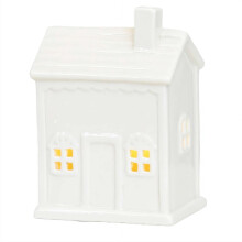 White Ceramic Christmas Village Houses with Built-in LED