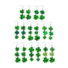St. Patrick's Day Earring Set: Cute Acrylic Heart & Teddy Bear Drop Earrings – Festive Holiday Jewelry, Perfect Gift, Compatible with All Outfits