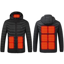 Heated Jacket for Men & Women, 11-Zone Heating, Windproof, Lightweight Puffer Coat with Detachable Hood, USB Charging, Compatible with USB Power