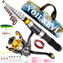 Telescopic 7.55FT Fishing Rod & Reel Combo with Bag – Saltwater/Freshwater Travel Fishing
