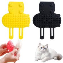 Cat Groomer Corner Scratcher Silicone Brush Toy Yellow 1PC