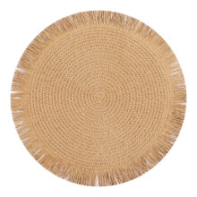 Autumn Round Paper Placemats, Woven Lace-Trim with Tassels, Heat Resistant, Farmhouse Style – Compatible with Kitchen & Restaurant Use