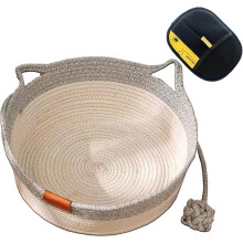 Cotton Rope Cat Basket Hand Woven Breathable Green Small