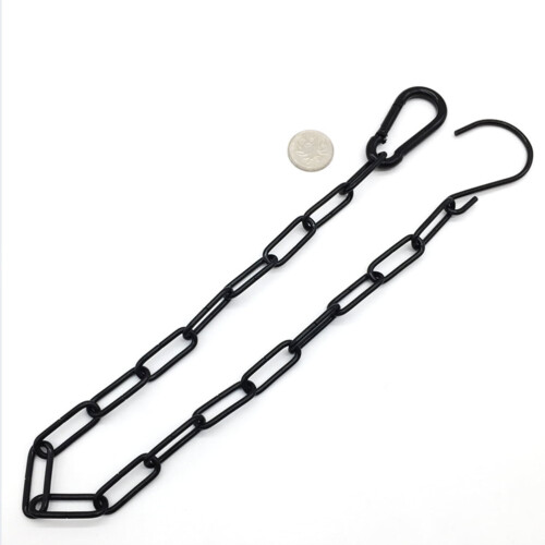 Adjustable Metal Hanging Chain S Hook for Heavy Ornaments Black Coated 2Sets