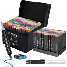 140 PCS Dual Tip Alcohol Markers for Sketching,Alcohol Based Art Marker with Case and Holders for Drawing