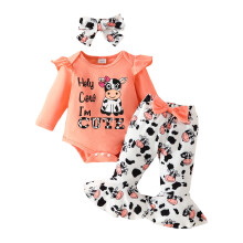 Baby Girl Outfit Set Ruffle Romper Bell Bottoms Bow