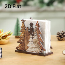 Christmas tree napkin holder, classic Christmas tree shaped thickened wooden Christmas decoration tissue holder