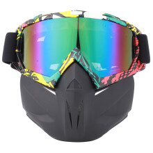 UV Protection Motorcycle Goggles Windproof Fog Proof Detachable Face Mask Dirt Bike Snowboarding Eyewear Adjustable Non Slip Strap Breathable Mouth