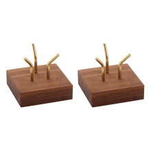 2 PCS Display Stand Walnut Base Crystal Display Holder for Coral Geodes Rock Mineral Agate Small Collectibles