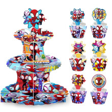 Spider Man Cupcake Stand Cardboard 3-Tier