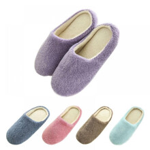Men's Women's Cozy Fleece House Slippers Breathable Slip-on Indoor Shoes Winter Warm Slippers