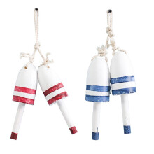 2pcs Wooden Bobber Pendant Mediterranean Style Hanging Decor Decor