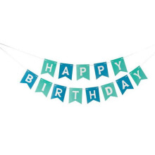 Pastel Perfection Garland Gold Foiled Happy Birthday Bunting Banner Party Decor,Blue Banner Pulling Balloon