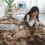 Χαλί Fluffy Shaggy για σαλόνι, αντιολισθητικό υπόστρωμα Tie-Dyed καφέ δαπέδου, εξαιρετικά 5