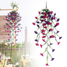 Artificial Morning Glory & Violet Vine Garland 30.3 X 7.9 Inch Flower Hanging Vine Outdoor Spring Decor For Wedding Arch Garden & Home Decoration