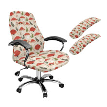 Mushroom Print Office Chair Cover with Armrest Covers, Anti Scratch Computer Chair Slipcovers, Office Cushion Backrest Cover for Rotating Chairs