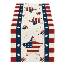 Chemin de table patriotique pour la fête de l'indépendance américaine – Décoration drapeau en polyester pour salle à manger, cuisine et