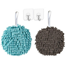 Chenille Hand Towels Microfiber 2-Pack Grey White