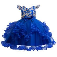 Girl Ruffle Tiered Tutu Gown Sleeveless Embroidery Lace Princess Dresses Party Ball Tulle Pageant Gowns for Wedding, Birthday, Size 2-10T