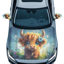 Cute Yak Car Hood & Mirror Covers, Removable Elastic Decor, Universal Fit for Most Cars, Set of 3