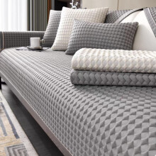 Xoxingysm Solid Ice Silk Sofa Cover, 3D Breathable & Honeycomb Anti-Slip, Cool Summer Cover Compatible with All Sofas